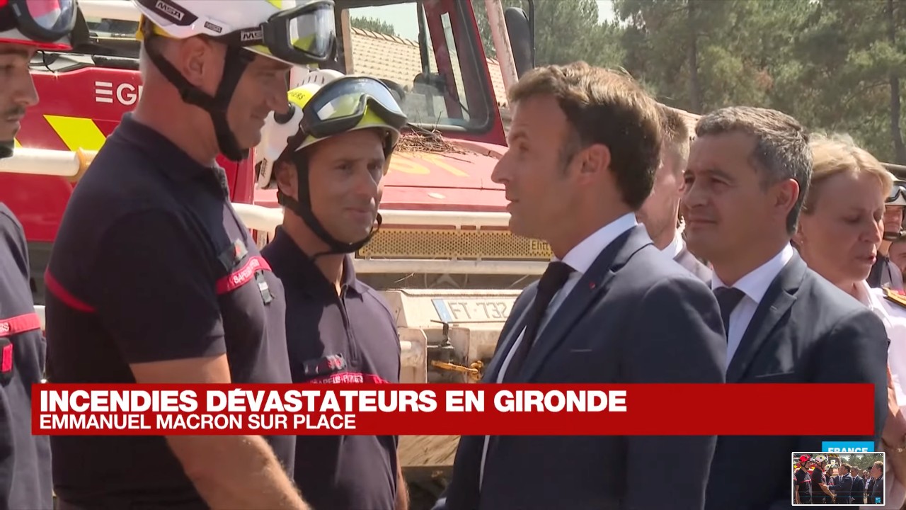 Emmanuel Macron besucht nach den verheerenden Bränden die Gironde