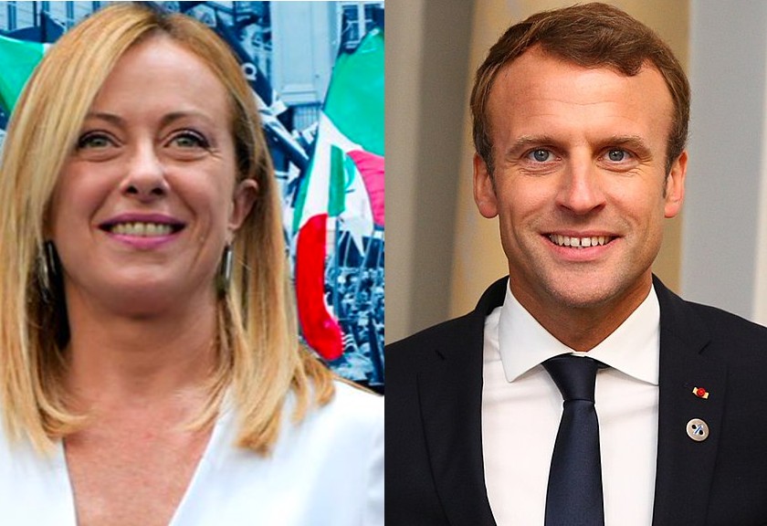 Erstes Treffen zwischen Emmanuel Macron und Giorgia Meloni