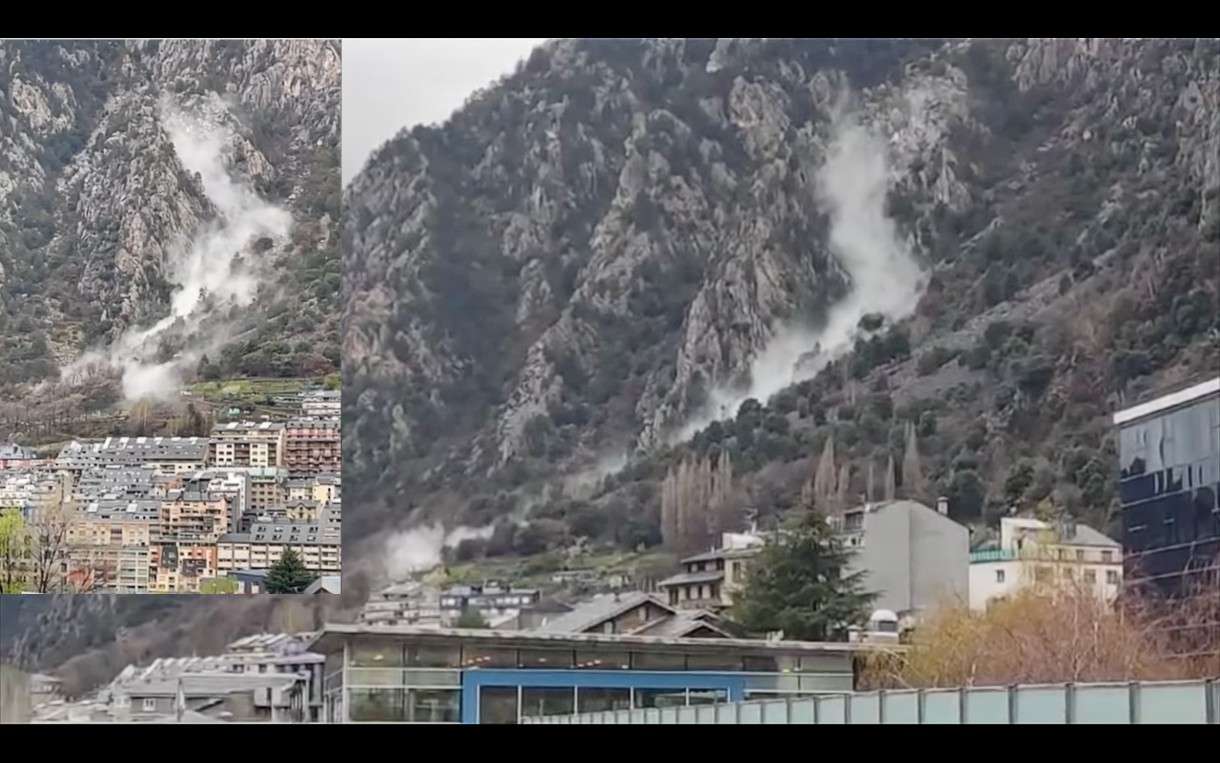 180 Tonnen Felsgestein am Sonntag neben Wohngebieten in Andorra-la-Vieja hinabgestürzt