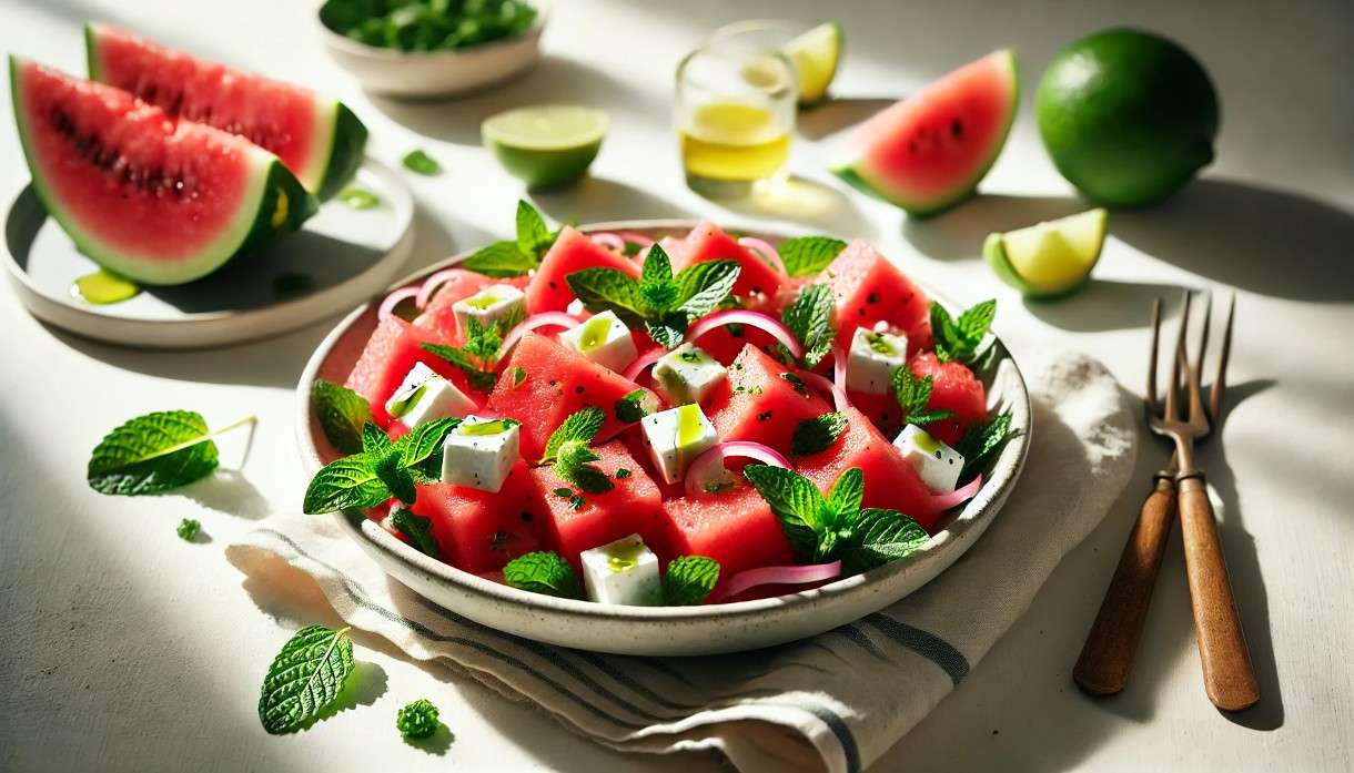 Wassermelonen-Feta-Minze-Salat