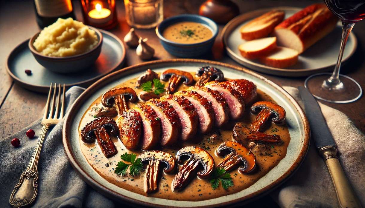 Entenbrust-Cepes-Sauce