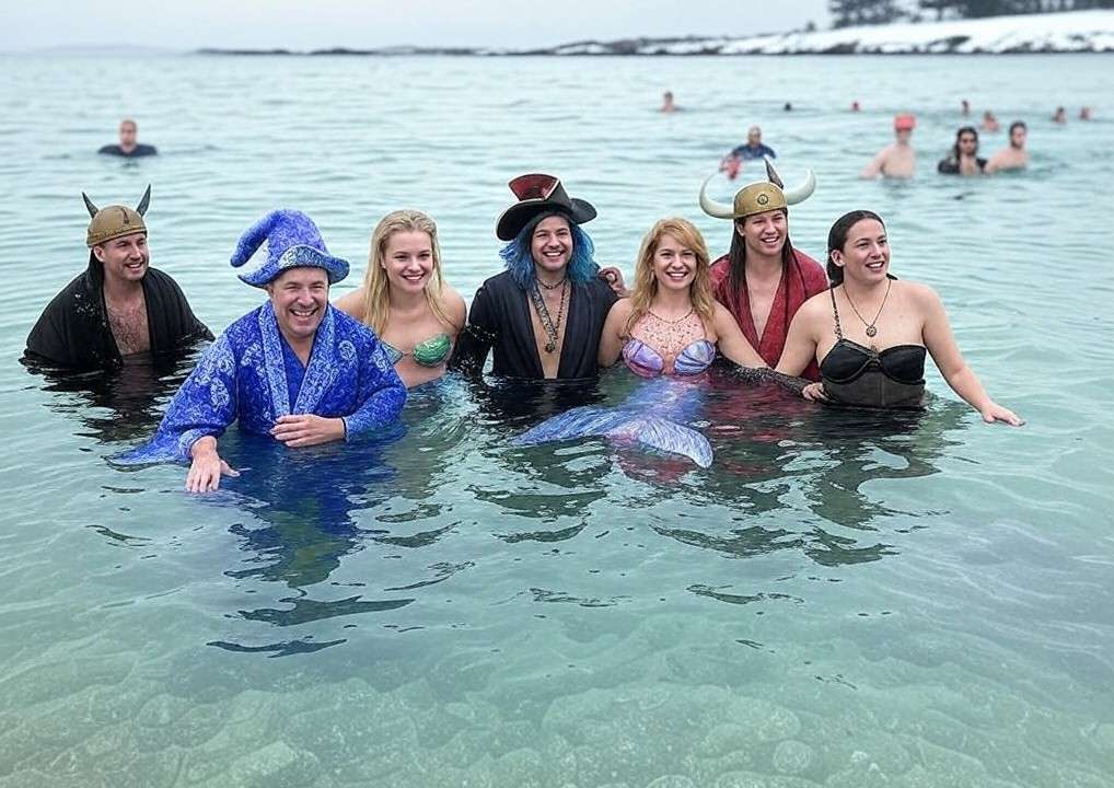 Jahresabschluss im kalten Nass: Ein erfrischendes Ritual in der Bretagne