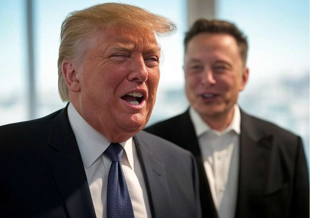 Donald_Trump_Elon_Musk_lachend_Illustration