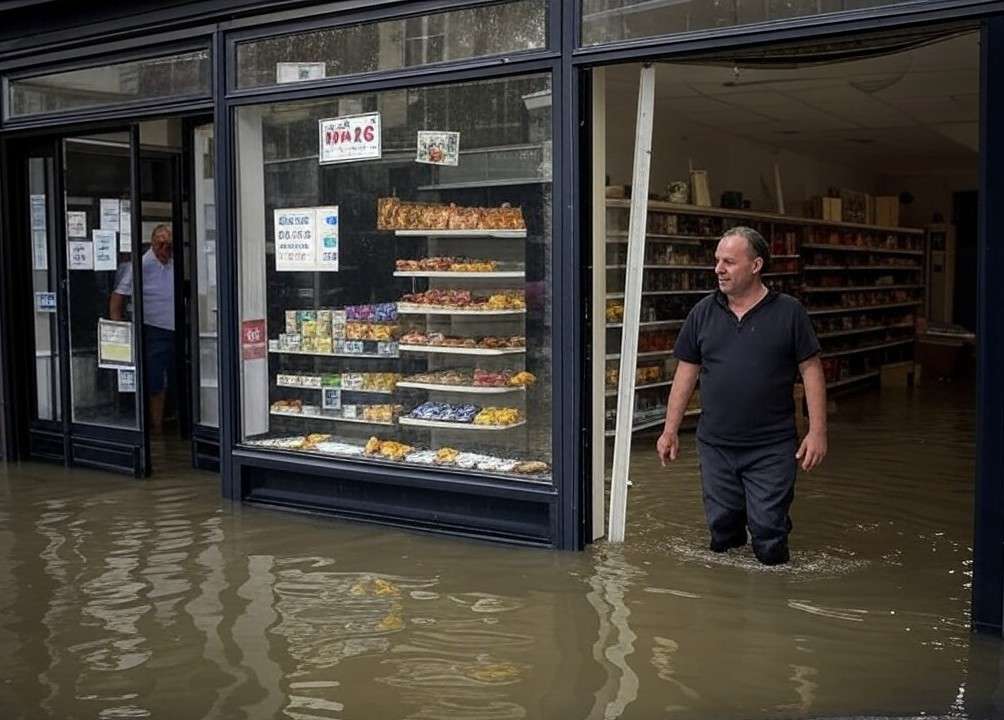 Hochwasser_Geschäft_Zerstörung_Illustration
