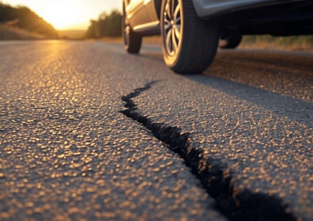 Zerfurcht und gefährlich: Die Landstraße RD513 zwischen Trouville und Villerville bröckelt
