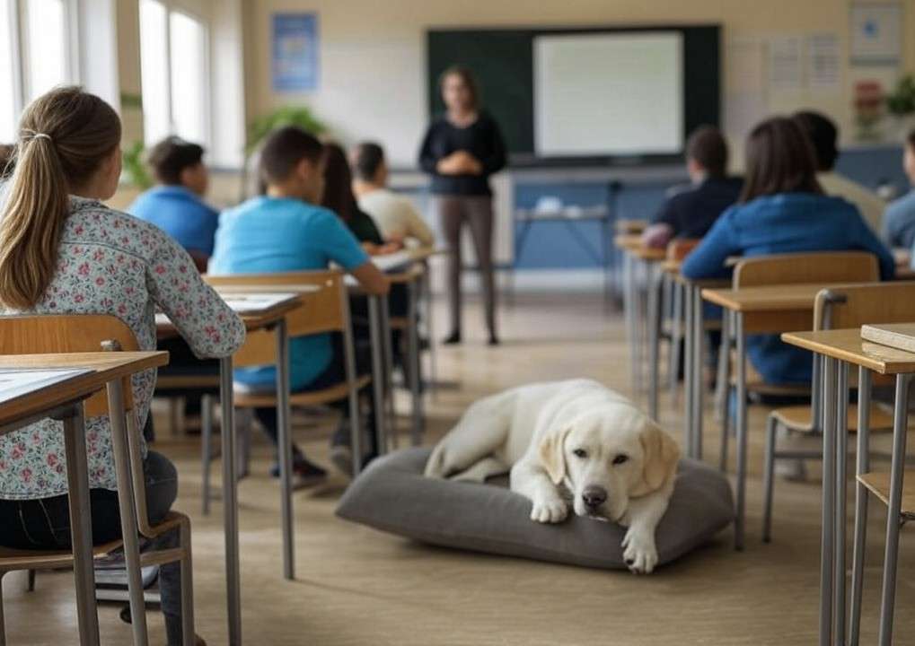 Schüler_Klassenraum_Hund_Illustration