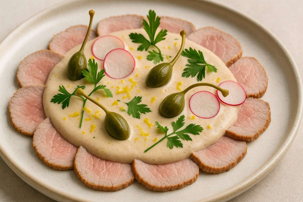 Vitello-Tonnato-mit-Kapernblüten-und-Dijon-Senf-Crème