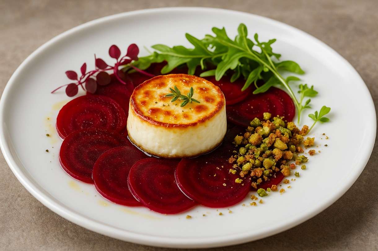 Gratinierter-Ziegenkäse-Rote-Bete-Carpaccio-Pistazienkrokant