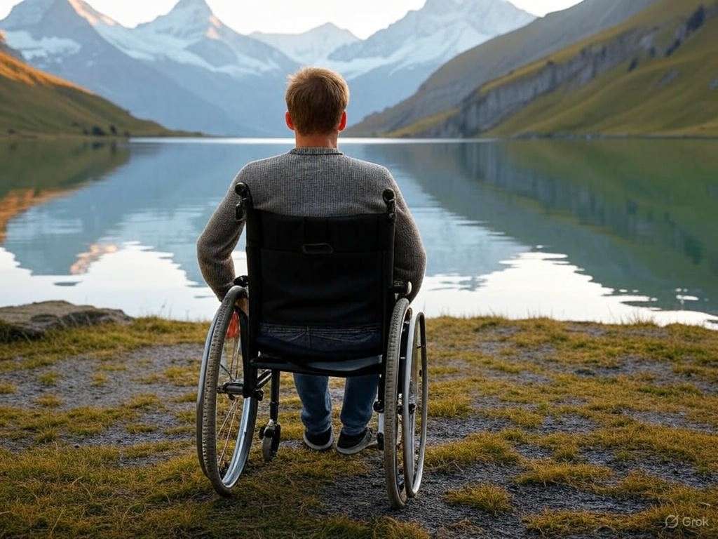 Person_Rollstuhl_See_Schweiz_Illustration