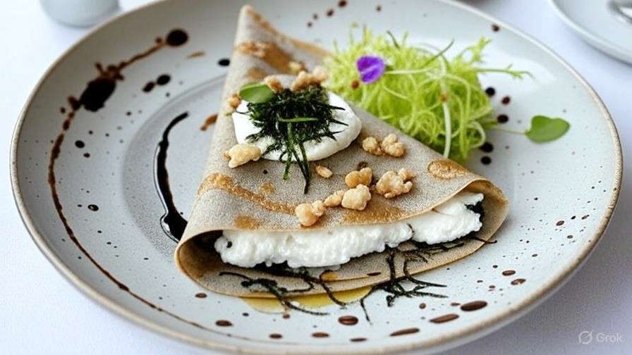 Moderne französische Küche mit Algen: Crêpe Farcie au Fromage de Chèvre et Nori
