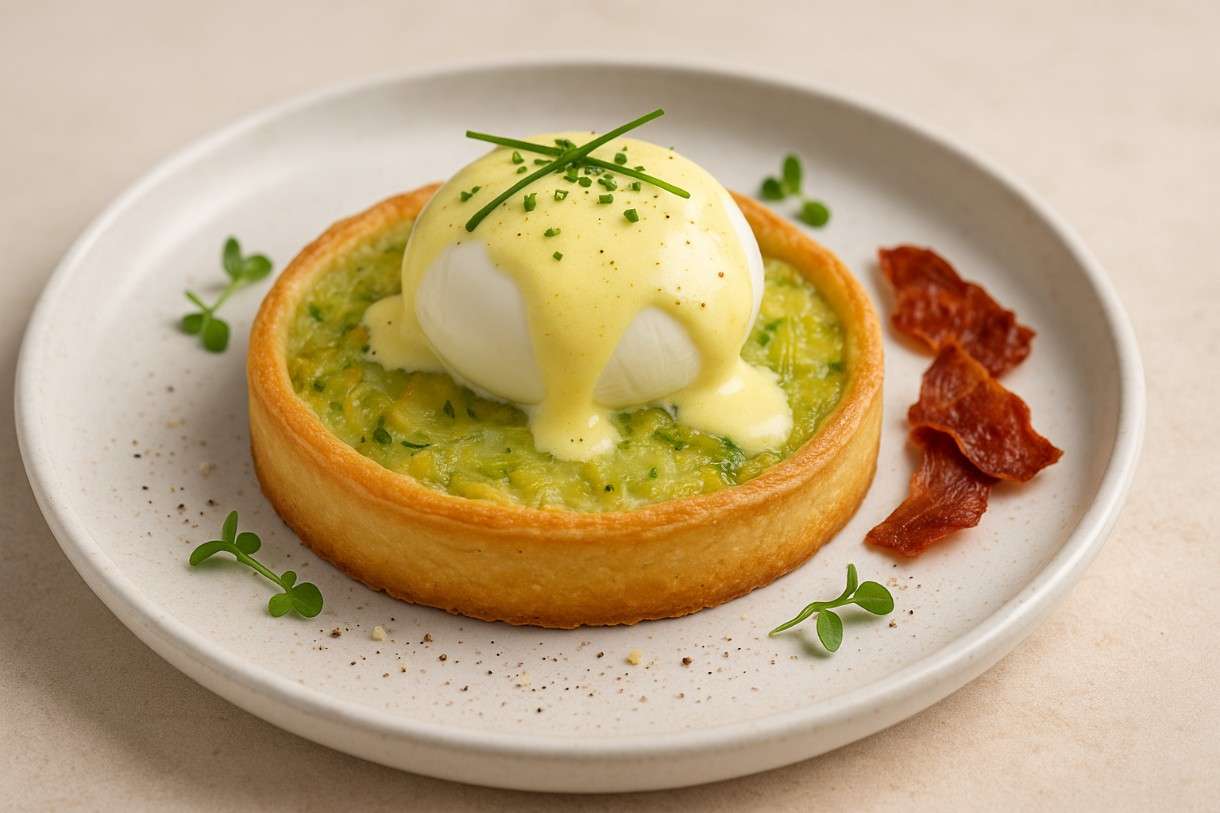 Lauch-Tarte-pochiertem-Ei-Champagner-Hollandaise