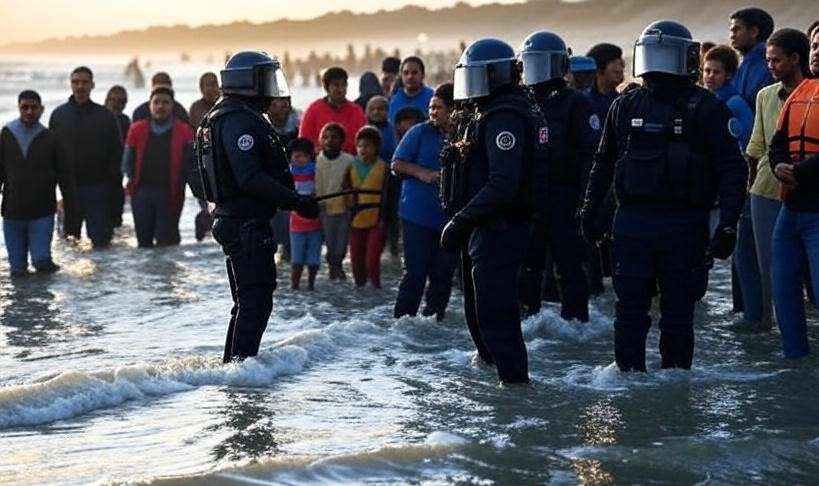 Polizeieinsatz_Migranten_Ärmelkanal_Illustration