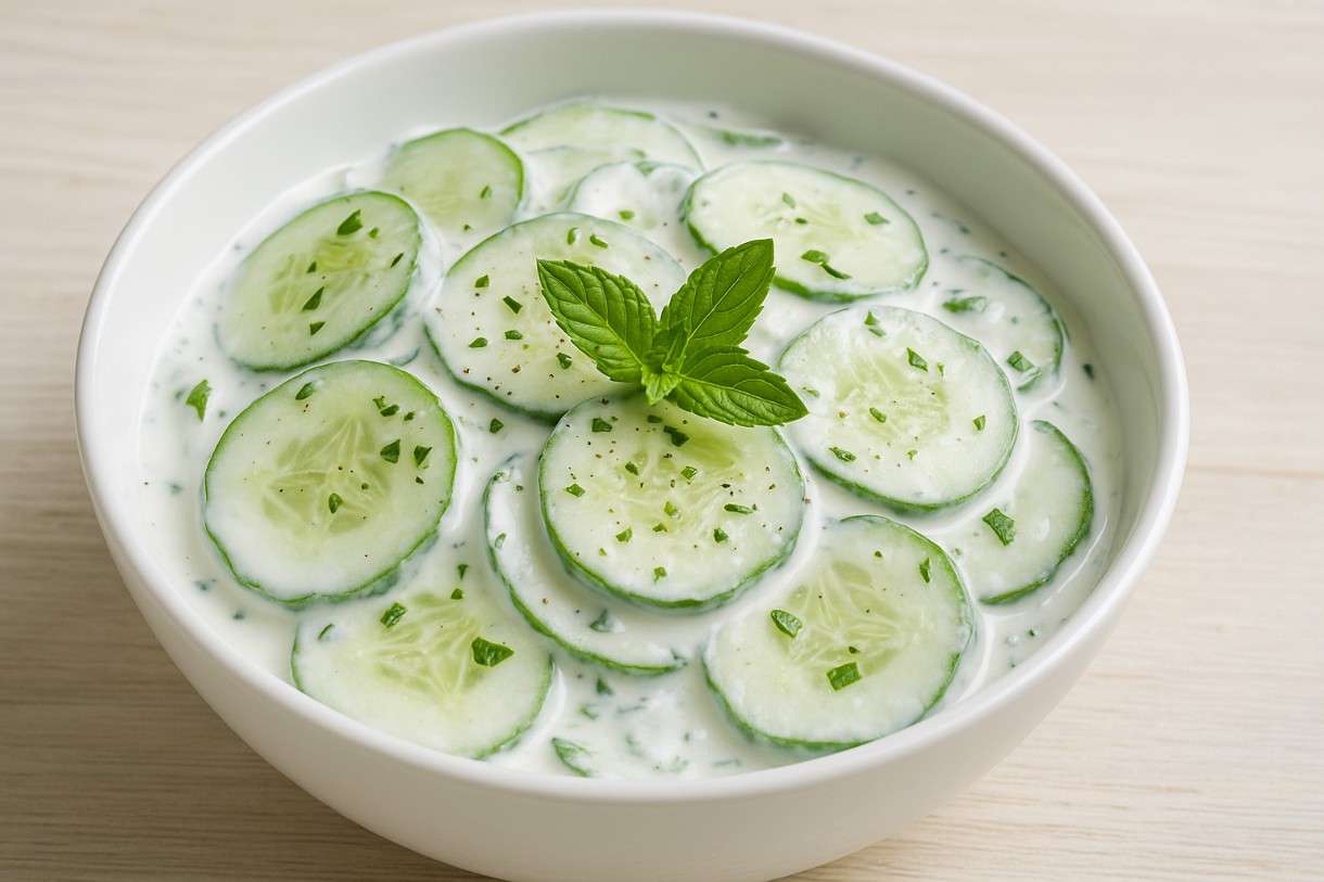 Isotonisches für die ganz heißen Tage: Salade de concombre à la menthe et yaourt grec salé