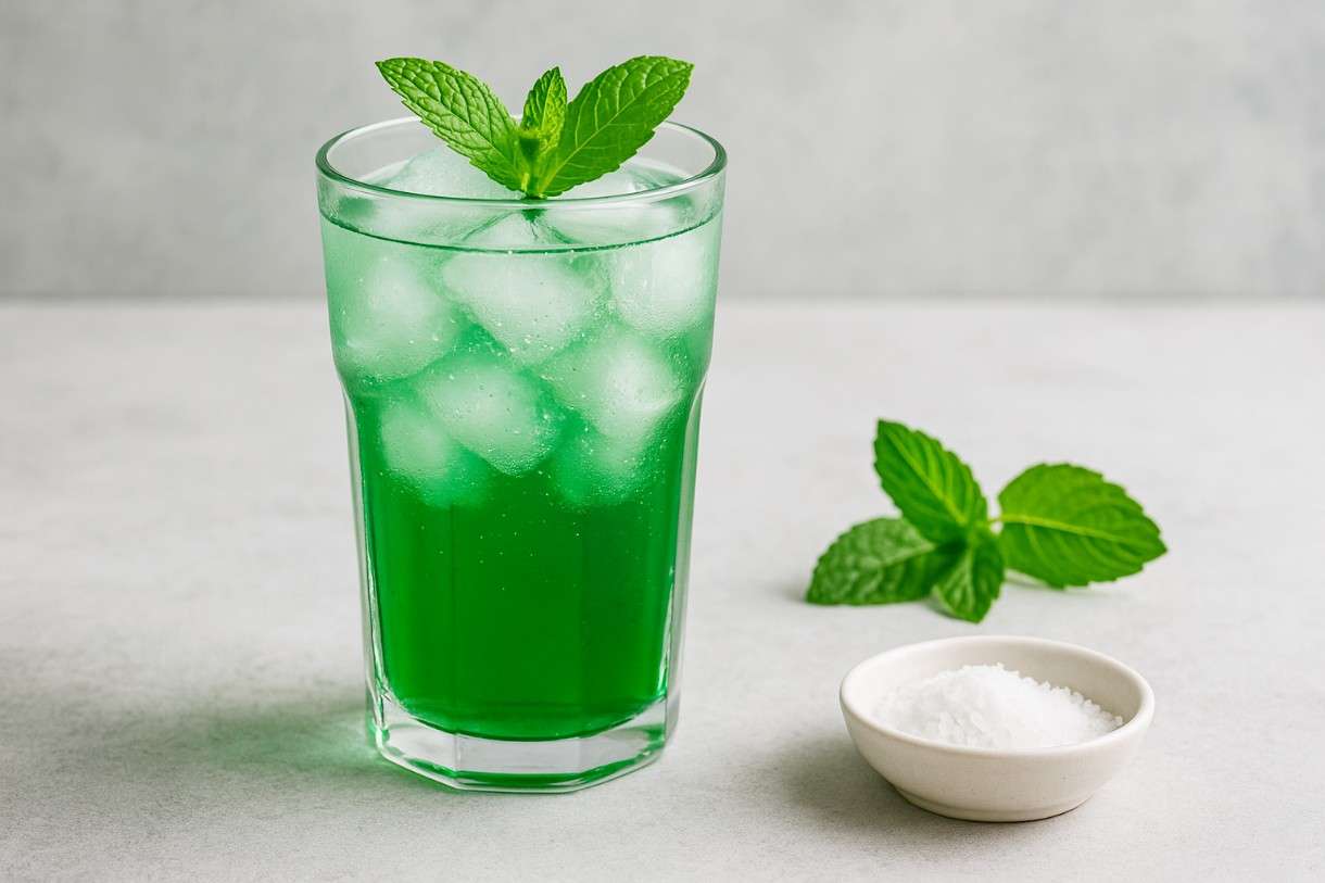 Isotonisches für die ganz heißen Tage: Sirop de menthe glacé avec une pincée de sel marin