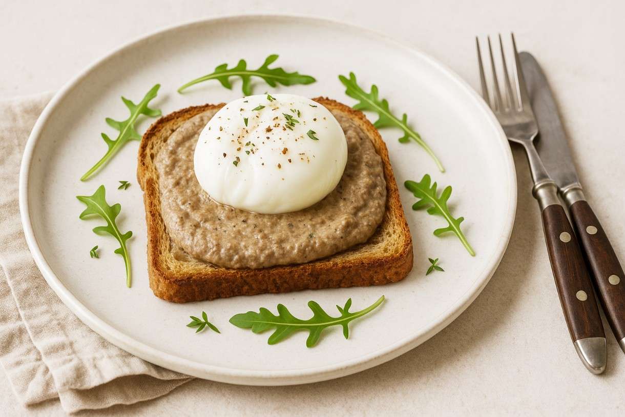 Œufs pochés sur toast de pain complet et purée de champignons – Ein französisches Herbstgedicht auf dem Teller