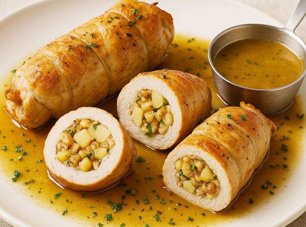 Roulades de dinde farcies aux pommes et aux noix – Eine herbstliche Spezialität der modernen französischen Küche