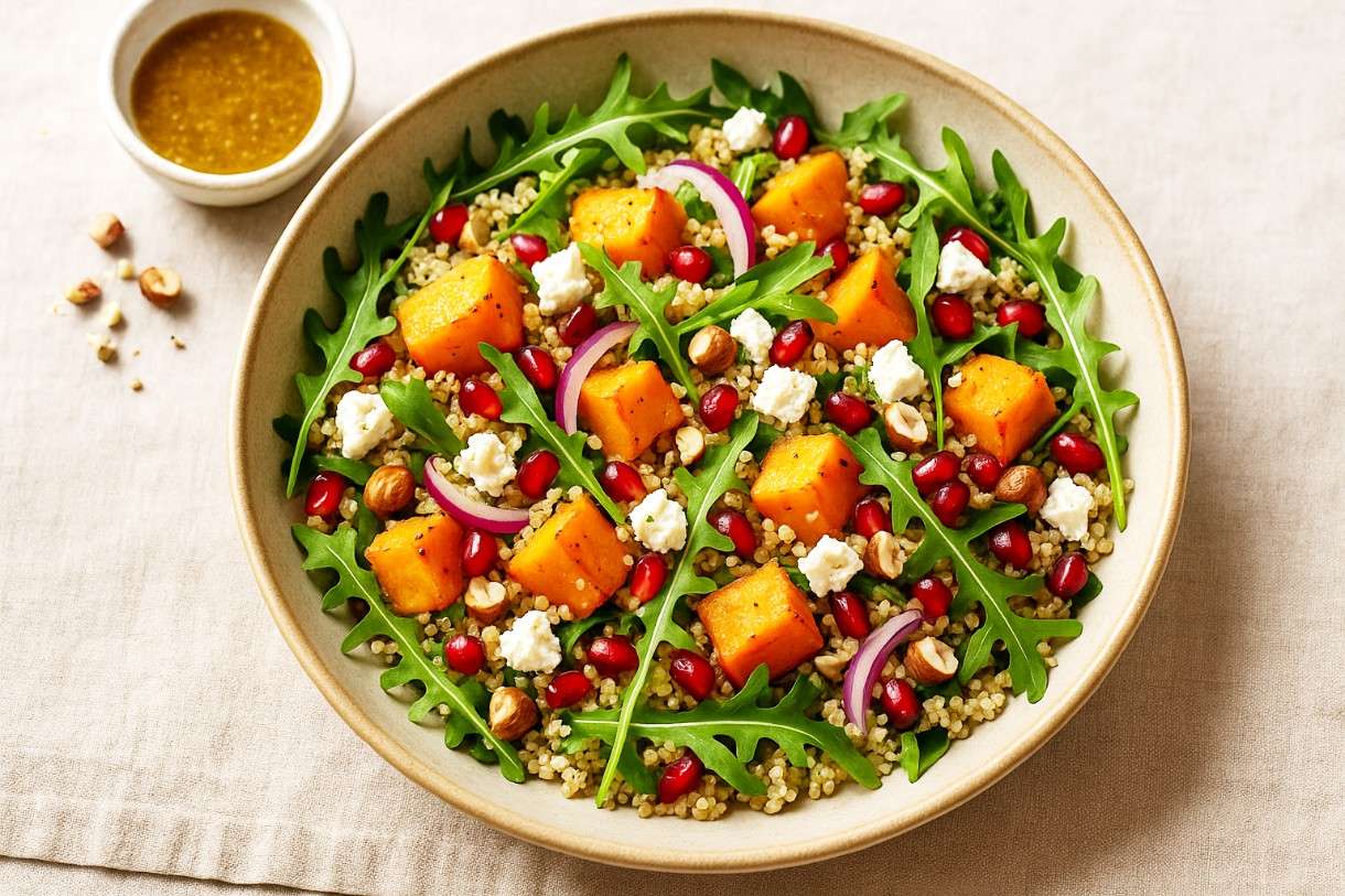 Salade de quinoa, potimarron rôti et roquette – Ein moderner französischer Herbstsalat voller Farben, Aromen und Leichtigkeit
