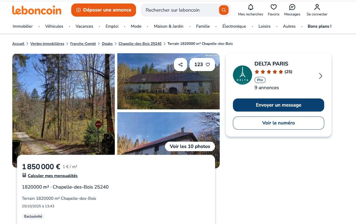 Millionen für Moos: Warum eine Waldfläche im französischen Doubs auf Le Bon Coin für Aufsehen sorgt