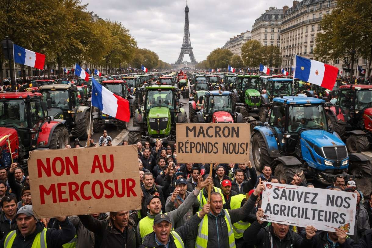 Protest auf Rädern: Französische Landwirte demonstrieren in Paris gegen Freihandel und Agrarpolitik