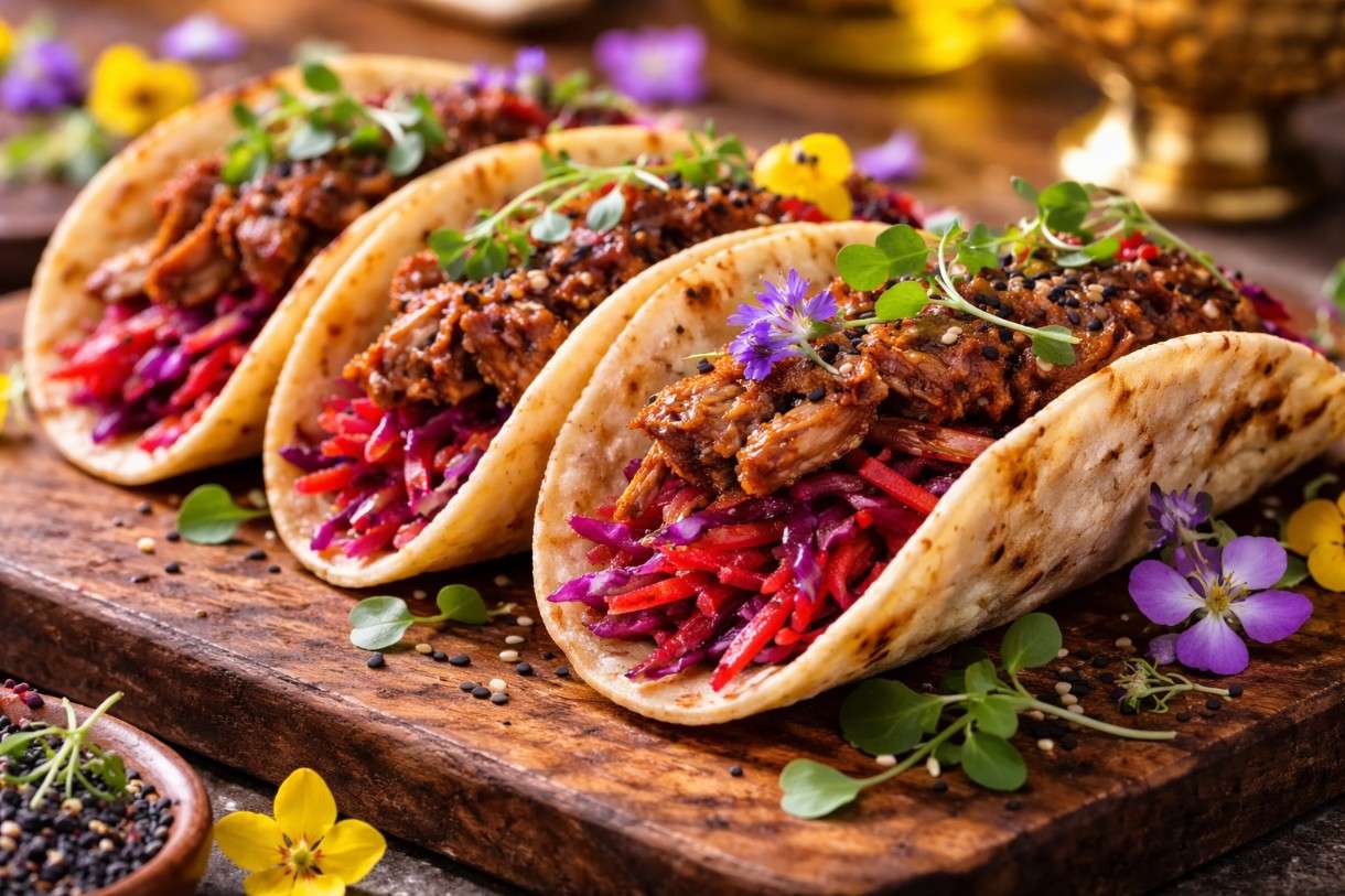 Enten-Confit-Tacos-mit-Lavendelhonig-und-Rote-Bete-Slaw