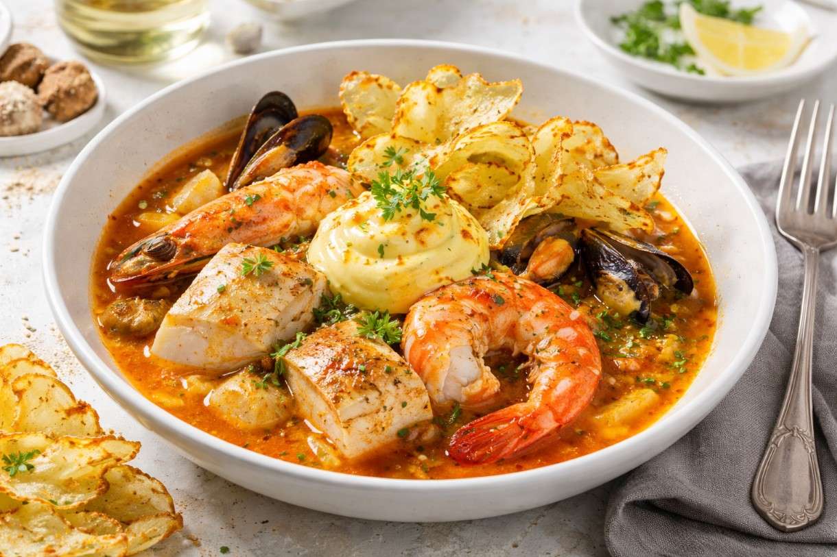 Der Februar in der französischen Küche – Winterliche Bouillabaisse mit Safran-Aioli und Fenchelchips