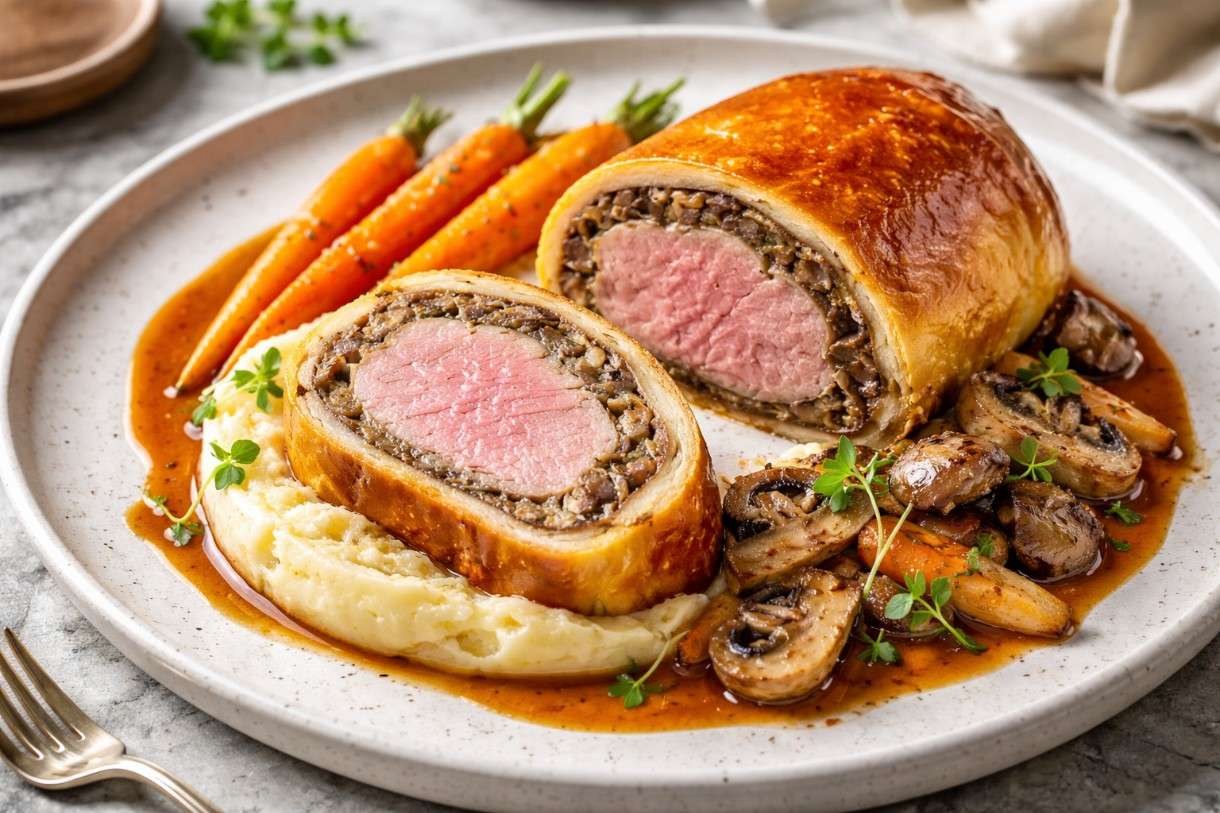 Der Februar in der französischen Küche – Kalbsfilet im Briochemantel mit Pilzduxelles