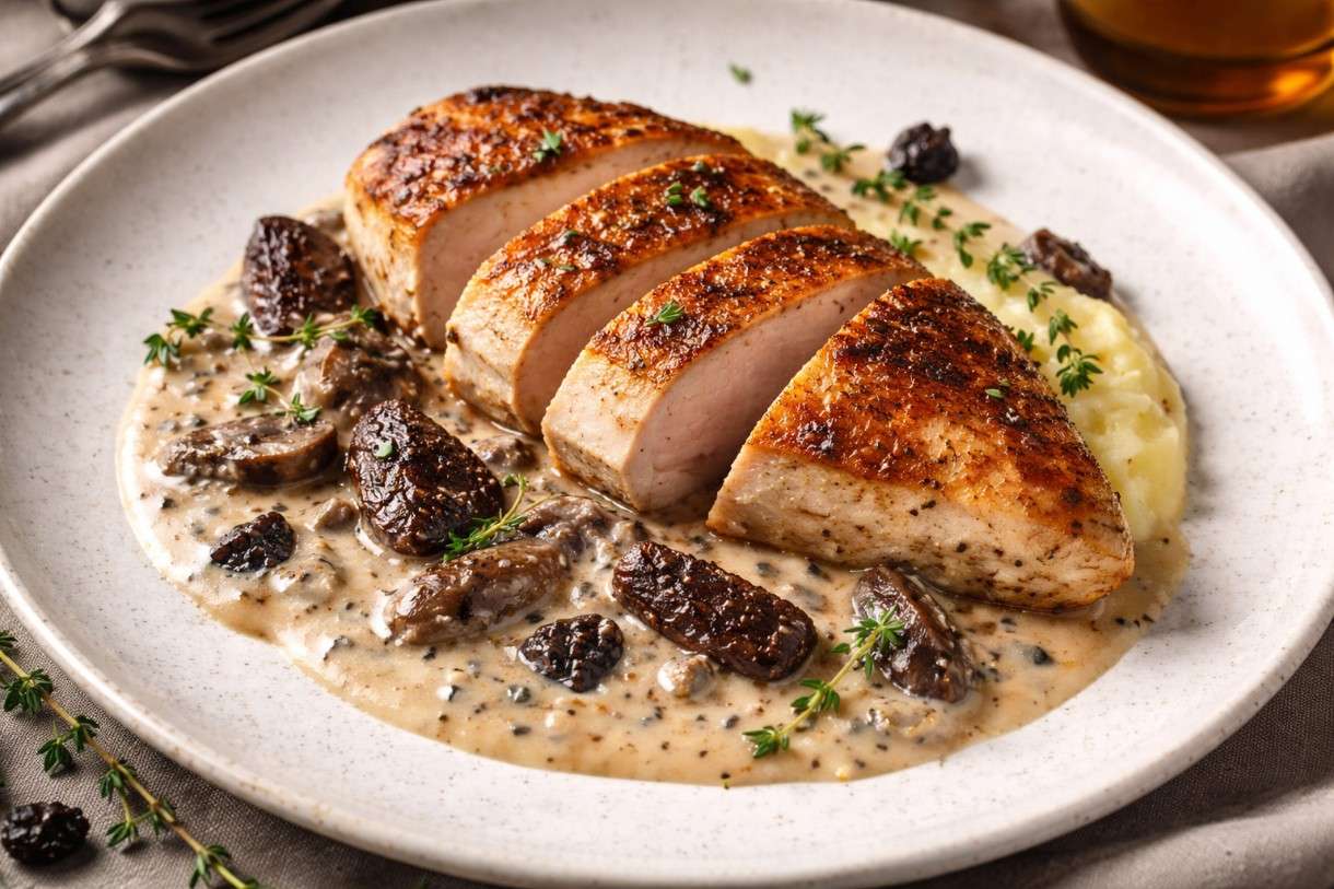Der Februar in der französischen Küche – Perlhuhnbrust mit Morchelrahm und schwarzem Knoblauch