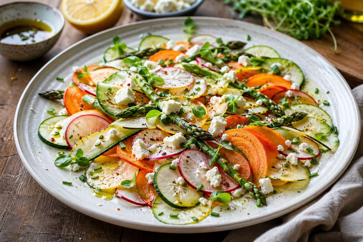 Carpaccio-de-légumes-mit-jungem-Gemüse-&-Feta