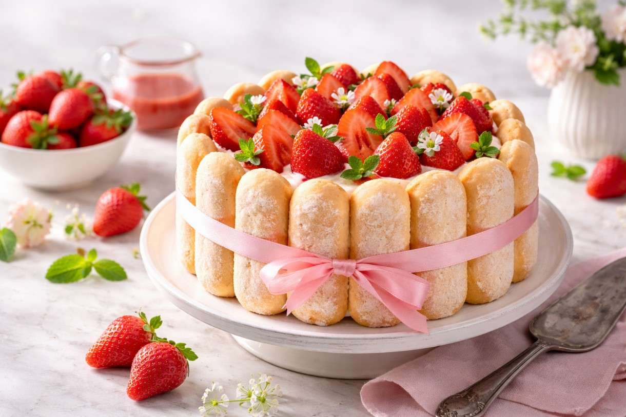 Die Zeit der Erdbeeren hat begonnen – Charlotte aux fraises