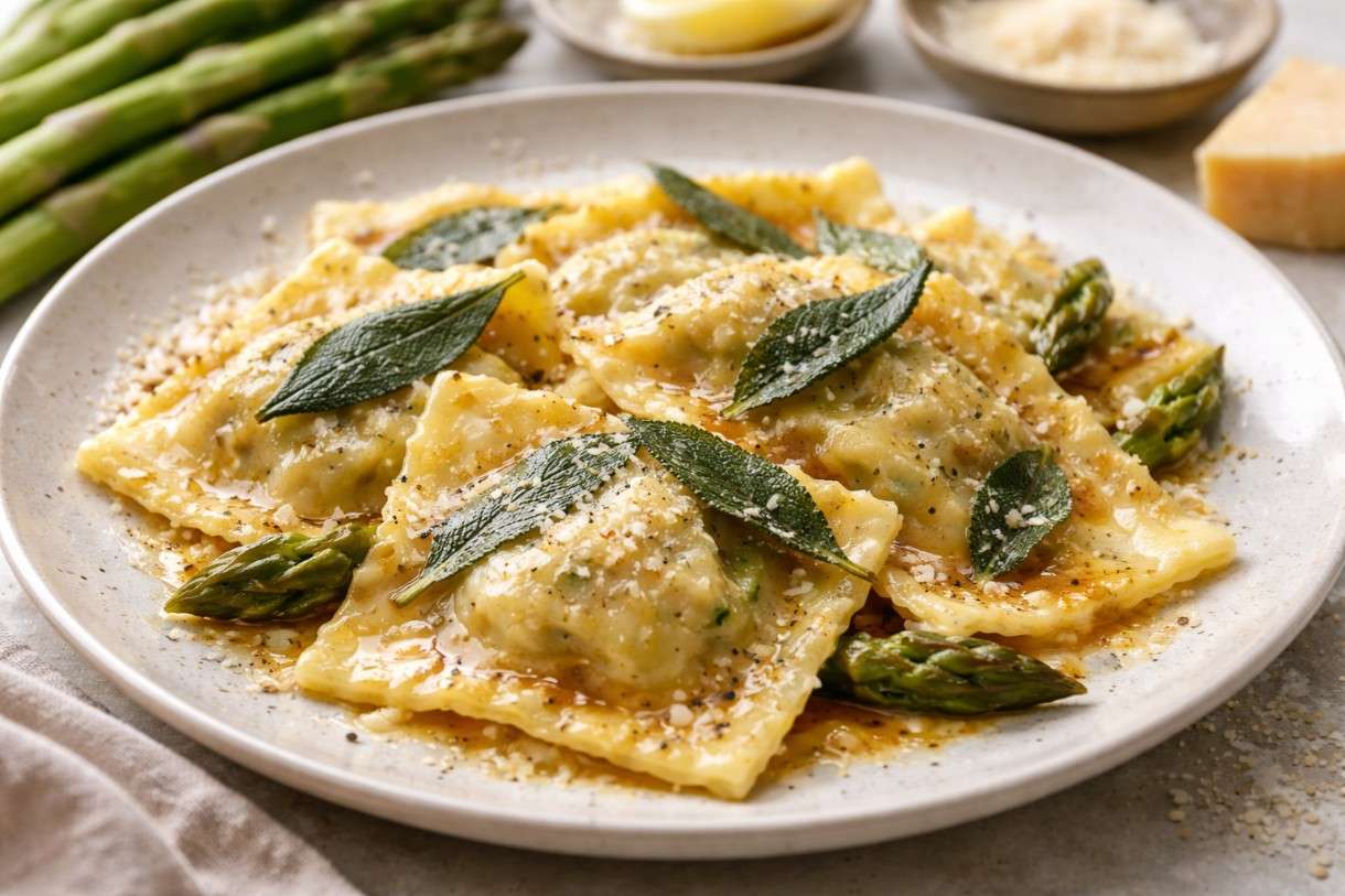 Es ist Spargelzeit – Spargel-Ravioli mit brauner Butter und Salbei