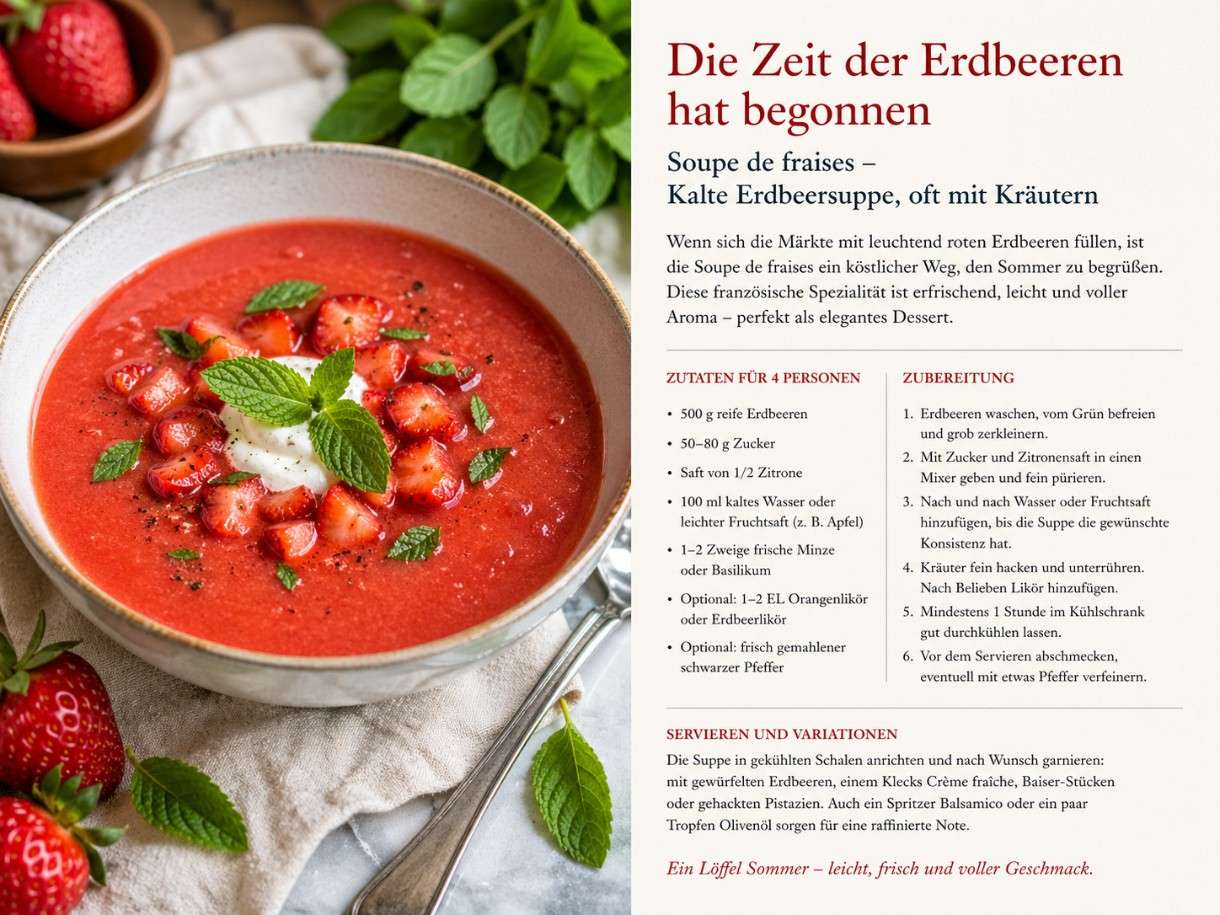 Die Zeit der Erdbeeren hat begonnen – Soupe de fraises