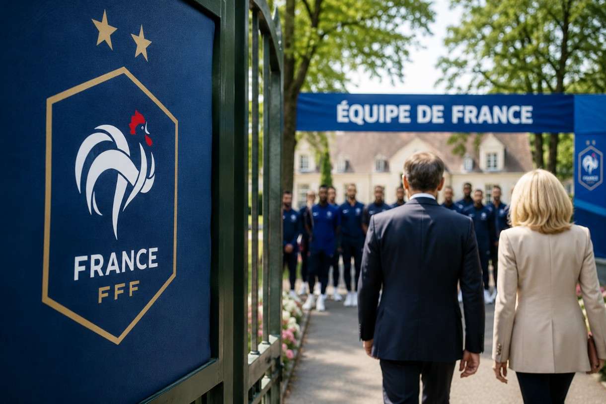Macron in Clairefontaine: Der Präsident stimmt die Bleus auf die WM ein