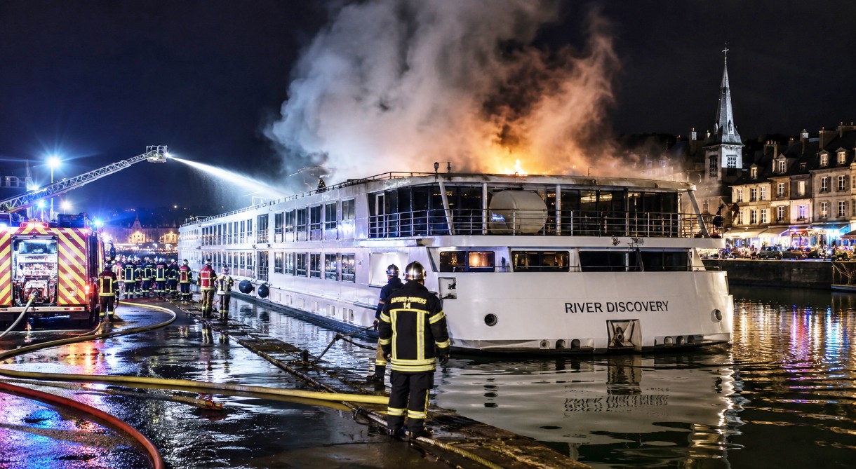 Brand auf Flusskreuzfahrtschiff in Honfleur: Mehr als 160 Menschen rechtzeitig in Sicherheit gebracht