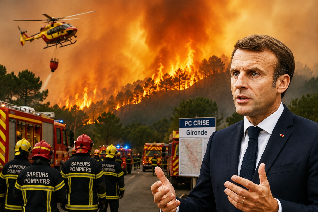 Emmanuel-Macron-Waldbrand_Illustration