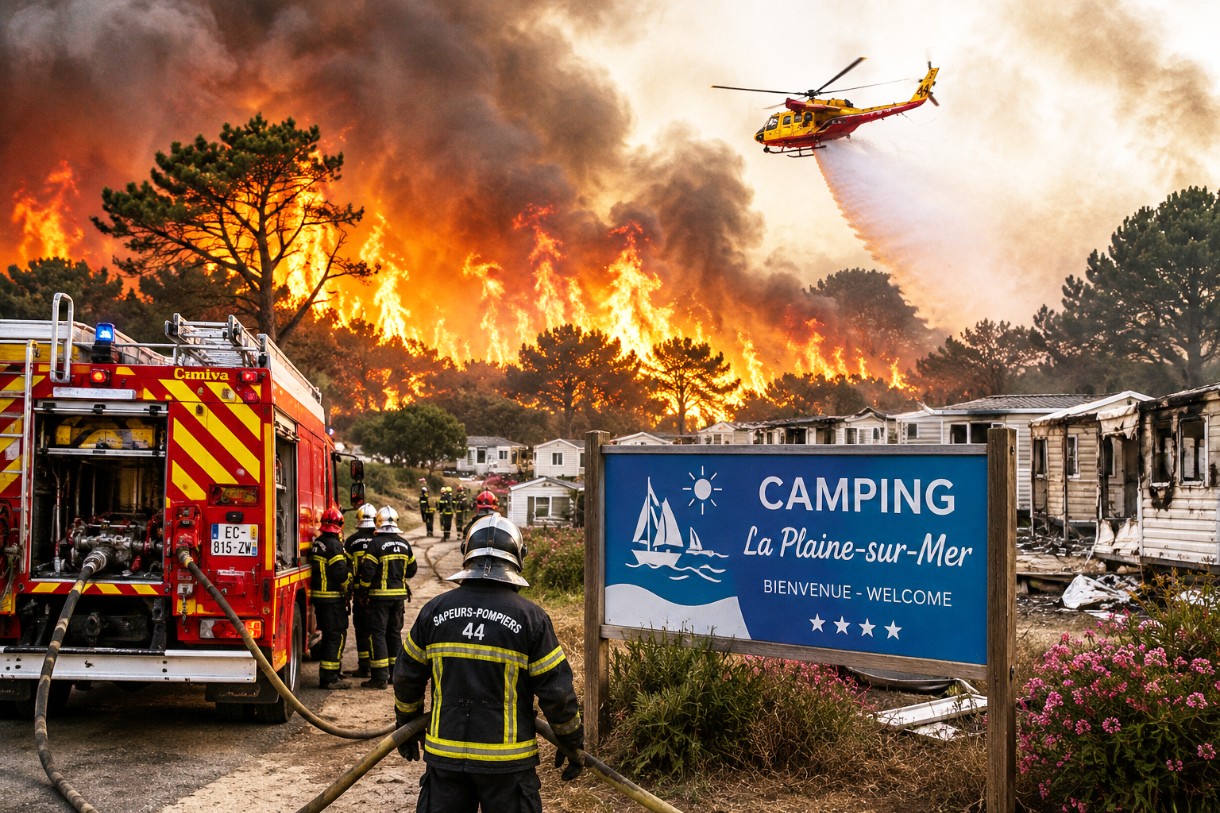 Großbrand verwüstet Campingplatz an der französischen Atlantikküste
