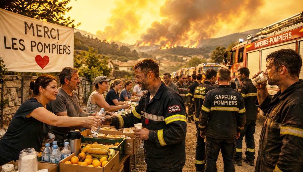 Waldbrände im Süden Frankreichs: Bevölkerung steht geschlossen hinter den Feuerwehrleuten
