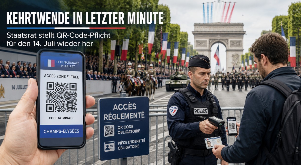 Kehrtwende in letzter Minute: Frankreichs Staatsrat stellt QR-Code-Pflicht für den Nationalfeiertag wieder her