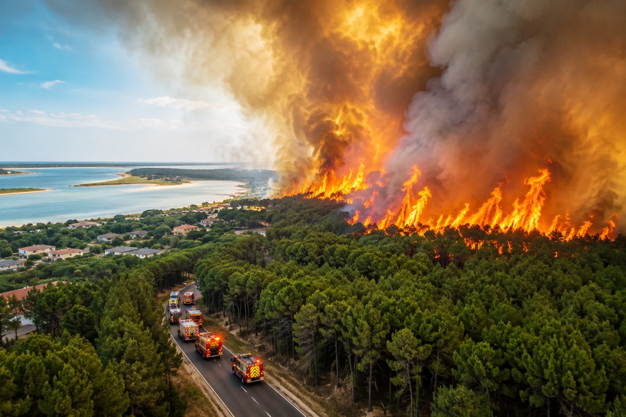 Südwestfrankreich-Waldbrand-an-der-Küste_Illustration