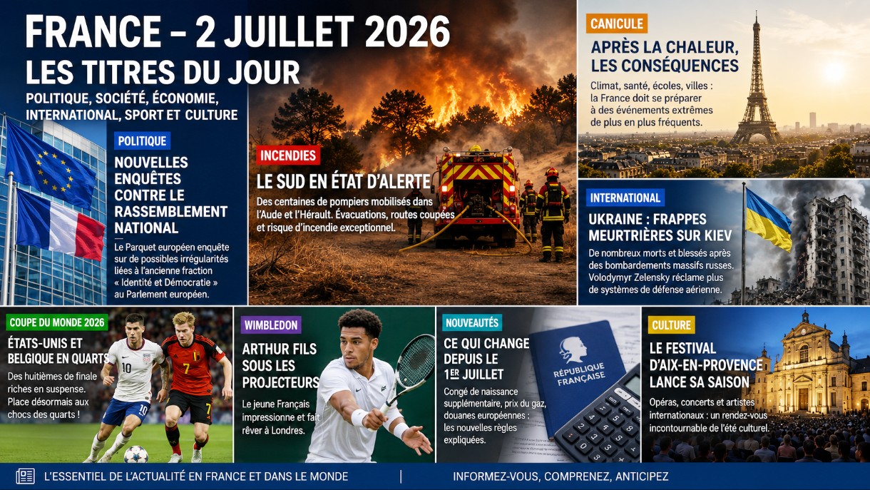 Frankreich am 2. Juli 2026: Ermittlungen, Waldbrände und die Folgen der Hitzewelle bestimmen die Schlagzeilen