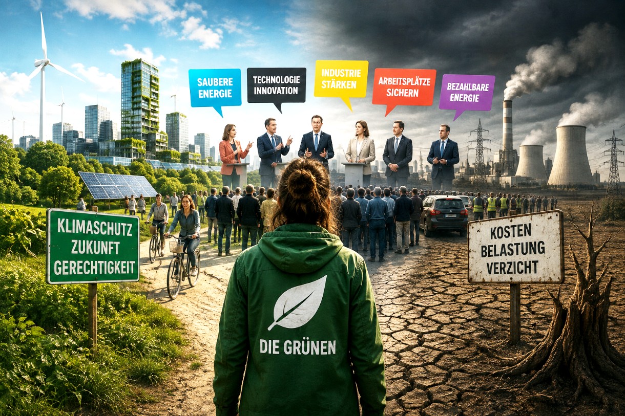 Die-Grünen-Zwischen-Klimaschutz-und-Industriezukunft_Illustration