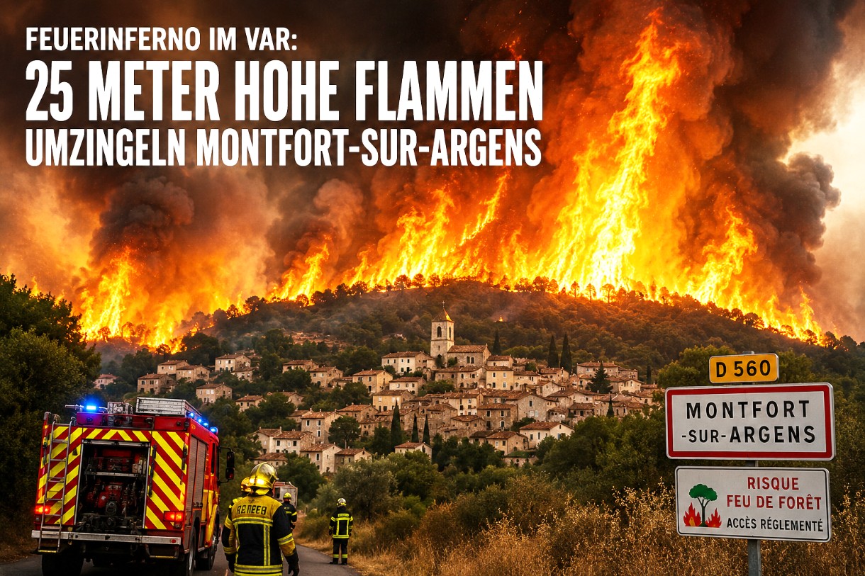 Feuerinferno im Var: 25 Meter hohe Flammen umzingeln Montfort-sur-Argens