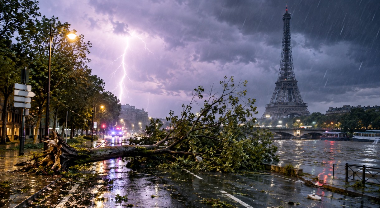 Unwetter über der Île-de-France: Orkanartige Böen, Hagel und überflutete Straßen