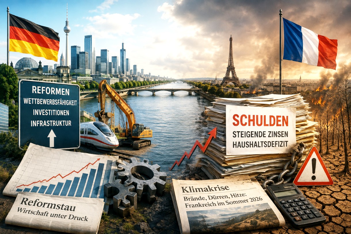 Auf der anderen Seite des Rheins: Deutschland diskutiert Reformen, Frankreich fürchtet Schulden und Klimafolgen