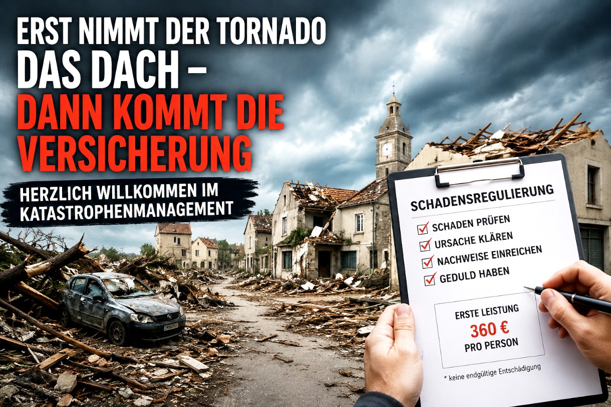 Kommentar: Erst fliegt das Dach weg, dann kommt die Versicherung – herzlich willkommen im Katastrophenmanagement