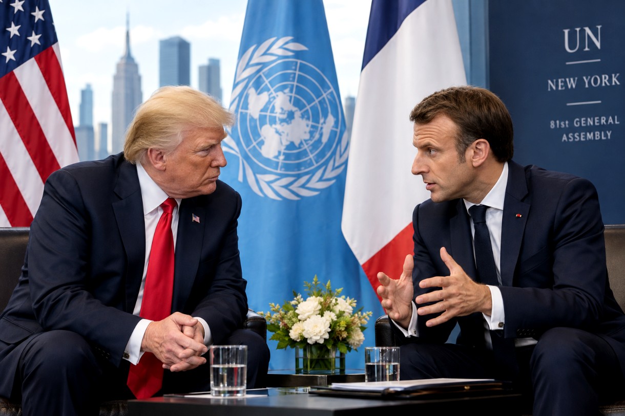 Trump-Macron-Diplomatisches-Treffen-in-New-York_Illustration