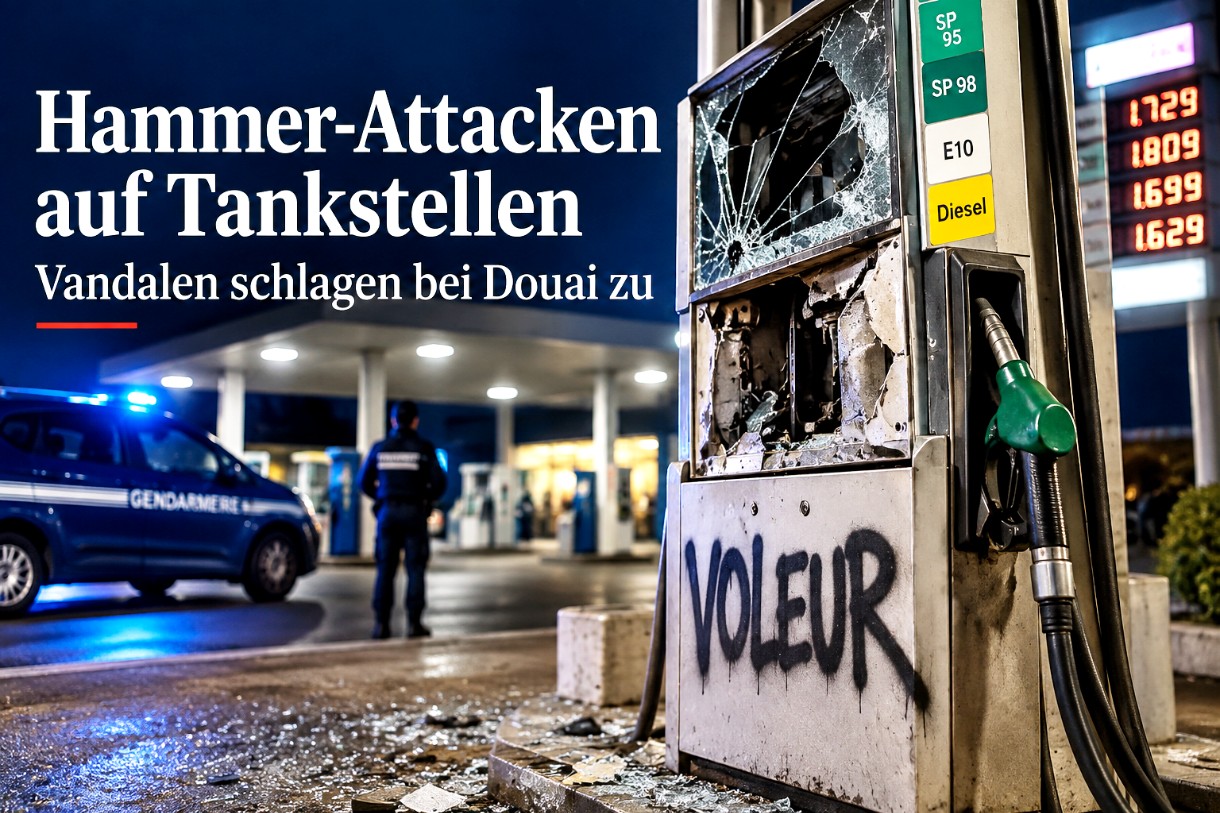 Hammer-Attacken auf Tankstellen: Vandalen schlagen bei Douai zu