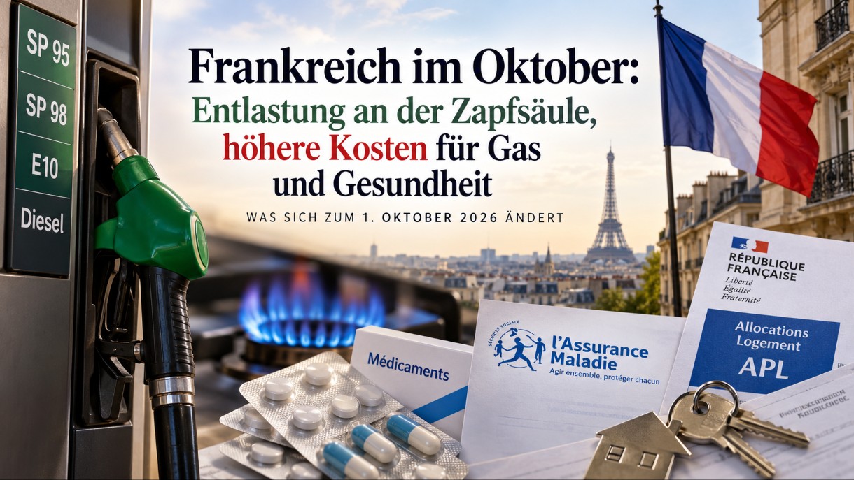 Frankreich im Oktober: Entlastung an der Zapfsäule, höhere Kosten für Gas und Gesundheit