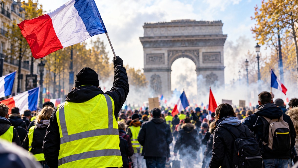 Gelbwesten-Protest-am-Arc-de-Triomphe-2_Illustration