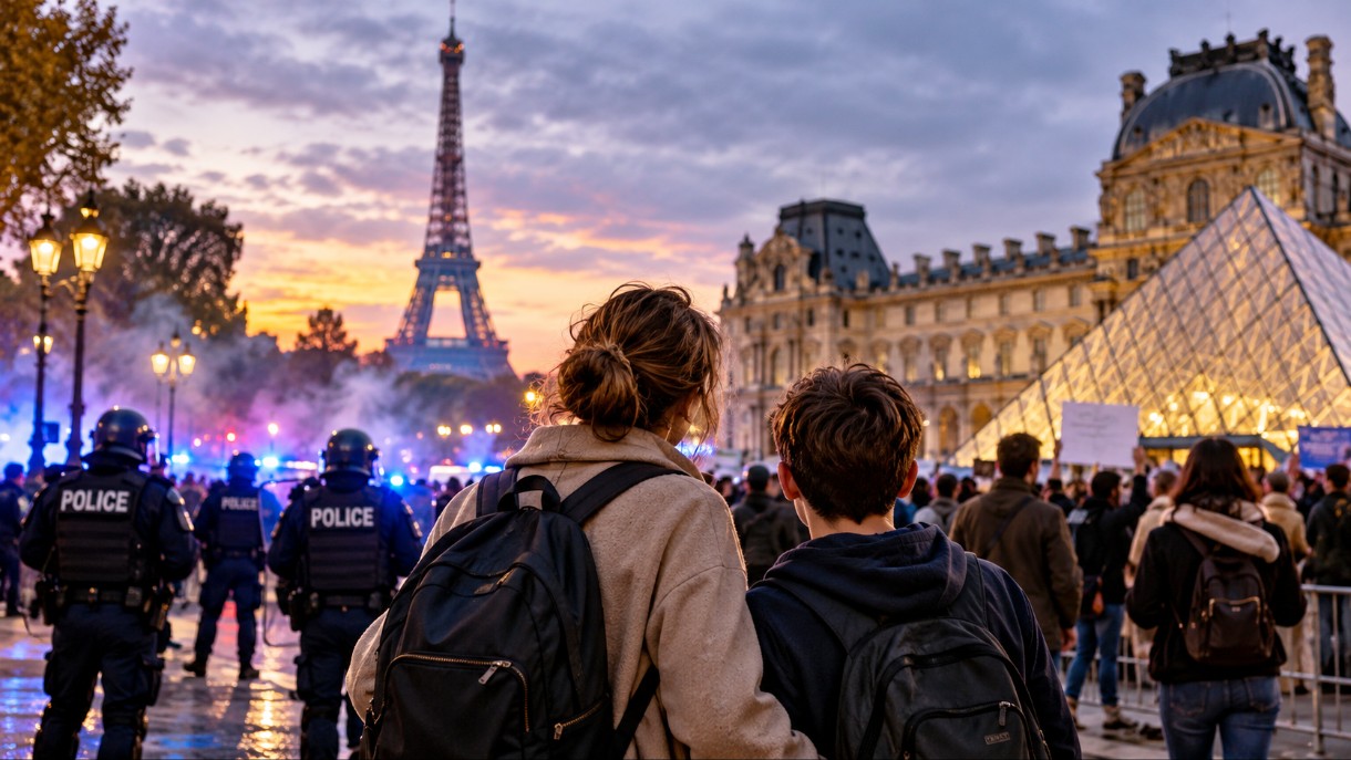 Paris-Touristen-und-Polizei_Illustration