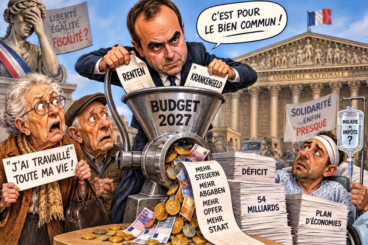 Steuergrinder-vor-der-Assemblée-Nationale_Illustration